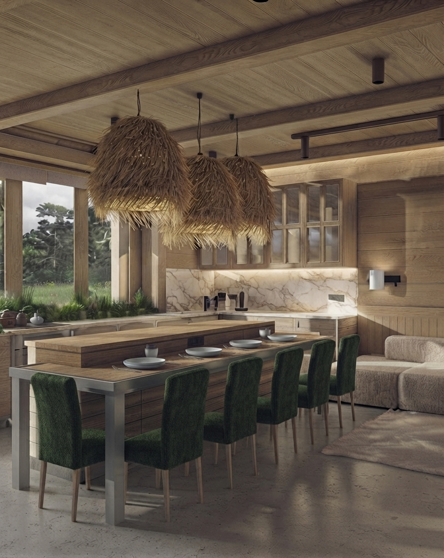 Warm contemporary interior visualization